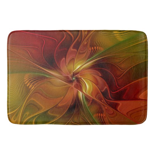 Abstract rood Oranje bruin fractaal kunstventilato Badmat (Voorkant)