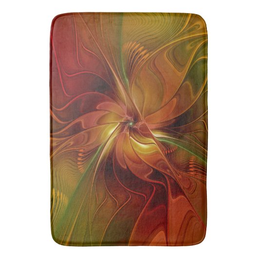 Abstract rood Oranje bruin fractaal kunstventilato Badmat (Voorkant Verticaal)