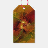 Abstract rood Oranje bruin fractaal kunstventilato Cadeaulabel (Voorkant)