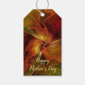 Abstract rood Oranje bruin fractaal kunstventilato Cadeaulabel (Voorkant)