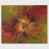 Abstract rood Oranje bruin fractaal kunstventilato Cadeaupapier (Vlak)