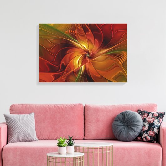 Abstract rood Oranje bruin fractaal kunstventilato Canvas Afdruk (Insitu (Woonkamer))