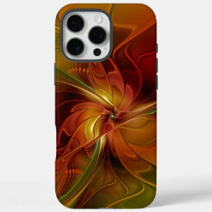 Abstract rood Oranje bruin fractaal kunstventilato iPhone 16 Pro Max Hoesje