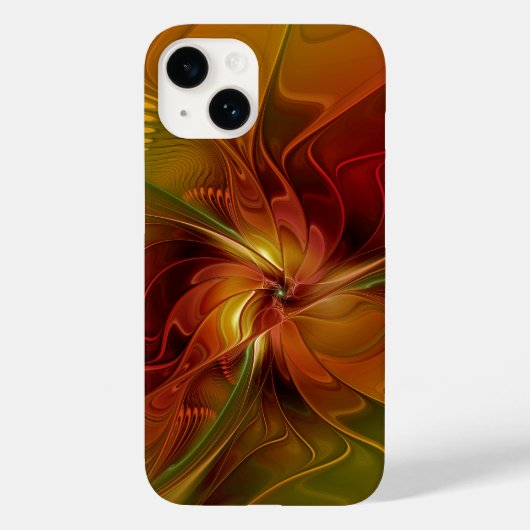 Abstract rood Oranje bruin fractaal kunstventilato Case-Mate iPhone Case (Achterkant)