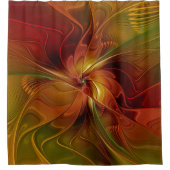 Abstract rood Oranje bruin fractaal kunstventilato Douchegordijn (Voorkant)