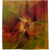 Abstract rood Oranje bruin fractaal kunstventilato Douchegordijn (Voorkant)