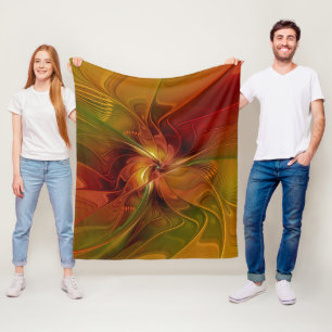 Abstract rood Oranje bruin fractaal kunstventilato Fleece Deken