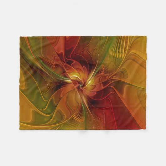 Abstract rood Oranje bruin fractaal kunstventilato Fleece Deken (Voorkant (Horizontaal))