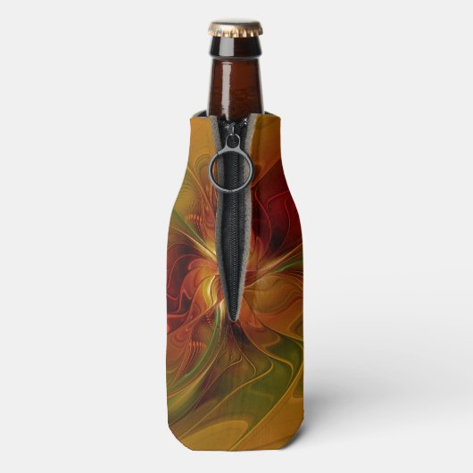 Abstract rood Oranje bruin fractaal kunstventilato Flesjeskoeler (Fles Achterkant)