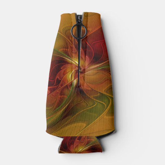 Abstract rood Oranje bruin fractaal kunstventilato Flesjeskoeler (Achterkant)