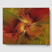 Abstract rood Oranje bruin fractaal kunstventilato Gastenboek (Achterkant)