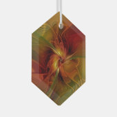 Abstract rood Oranje bruin fractaal kunstventilato Glas Ornament (Voorkant Rechts)