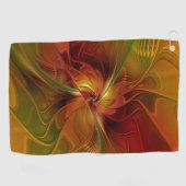 Abstract rood Oranje bruin fractaal kunstventilato Golfhanddoek