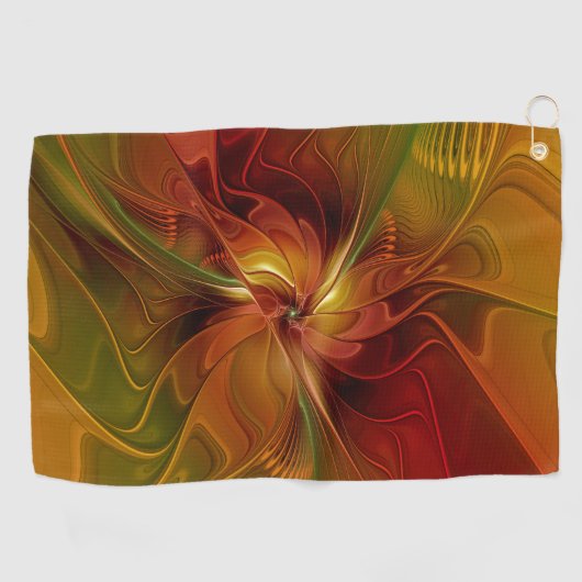 Abstract rood Oranje bruin fractaal kunstventilato Golfhanddoek