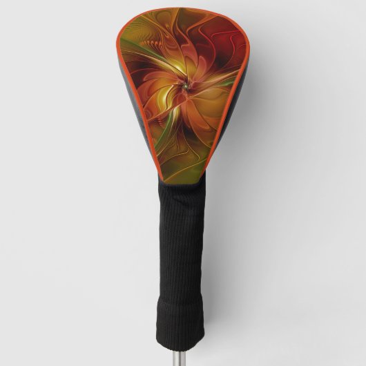 Abstract rood Oranje bruin fractaal kunstventilato Golfheadcover (Voorkant)