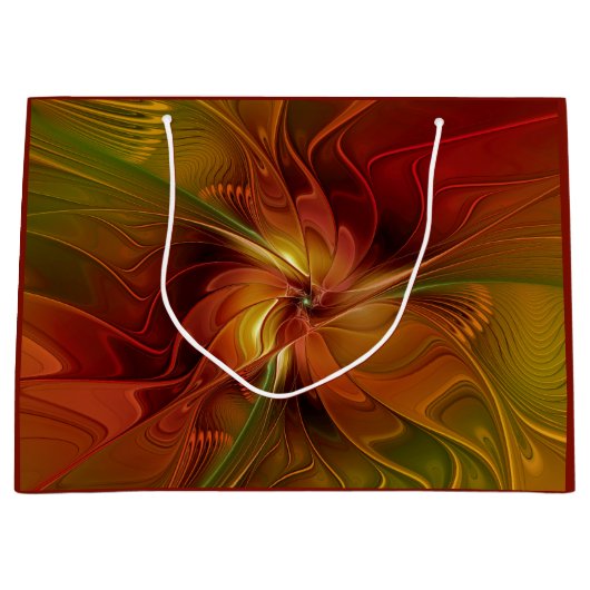 Abstract rood Oranje bruin fractaal kunstventilato Groot Cadeauzakje (Voorkant)