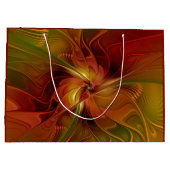 Abstract rood Oranje bruin fractaal kunstventilato Groot Cadeauzakje (Achterkant)