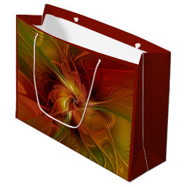 Abstract rood Oranje bruin fractaal kunstventilato Groot Cadeauzakje