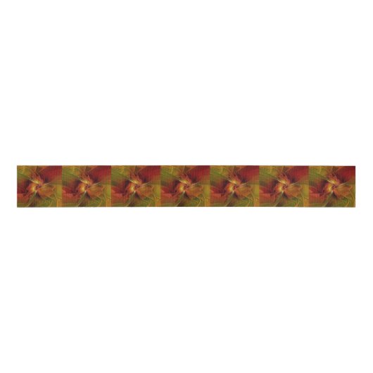 Abstract rood Oranje bruin fractaal kunstventilato Grosgrain Lint (Voorkant)