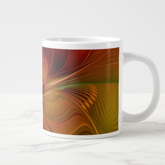 Abstract rood Oranje bruin fractaal kunstventilato Grote Koffiekop (Rechts)