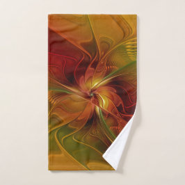 Abstract rood Oranje bruin fractaal kunstventilato Handdoek