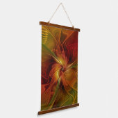 Abstract rood Oranje bruin fractaal kunstventilato Hangend Wandkleed (Gebogen)