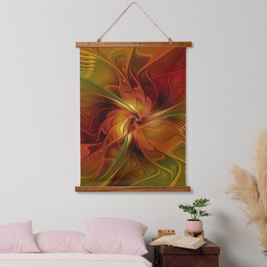 Abstract rood Oranje bruin fractaal kunstventilato Hangend Wandkleed (Slaapkamer)
