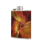 Abstract rood Oranje bruin fractaal kunstventilato Heupfles (Links)