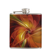 Abstract rood Oranje bruin fractaal kunstventilato Heupfles (Voorkant)