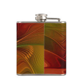 Abstract rood Oranje bruin fractaal kunstventilato Heupfles (Achterkant)