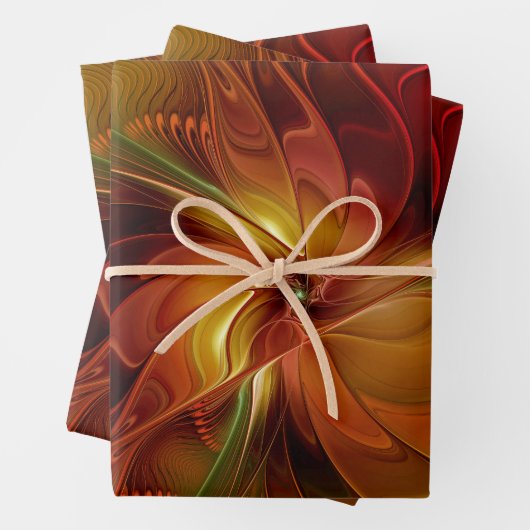 Abstract rood Oranje bruin fractaal kunstventilato Inpakpapier Vel (In situ)
