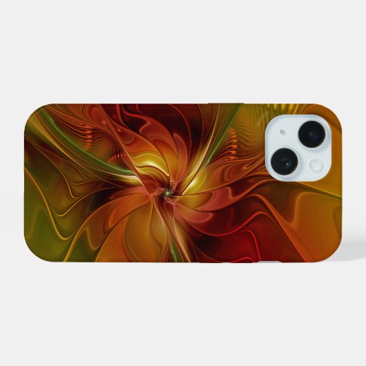 Abstract rood Oranje bruin fractaal kunstventilato iPhone 15 Case (Achterkant horizontaal)