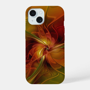 Abstract rood Oranje bruin fractaal kunstventilato iPhone 15 Case