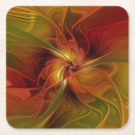 Abstract rood Oranje bruin fractaal kunstventilato Kartonnen Onderzetters