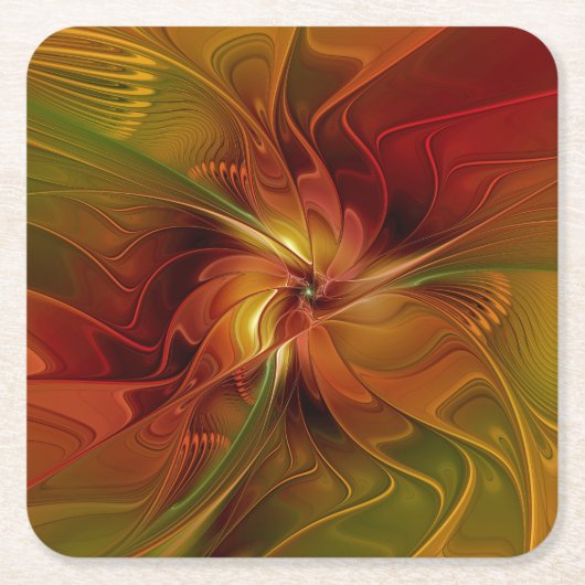 Abstract rood Oranje bruin fractaal kunstventilato Kartonnen Onderzetters (Voorkant)