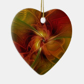 Abstract rood Oranje bruin fractaal kunstventilato Keramisch Ornament (Rechts)