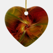 Abstract rood Oranje bruin fractaal kunstventilato Keramisch Ornament (Achterkant)