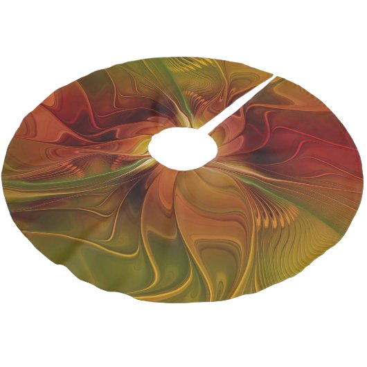 Abstract rood Oranje bruin fractaal kunstventilato Kerstboom Rok (Gekanteld)