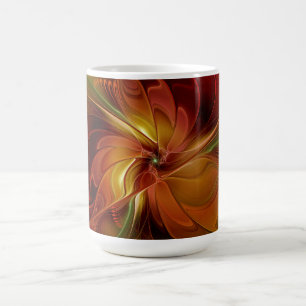 Abstract rood Oranje bruin fractaal kunstventilato Koffiemok