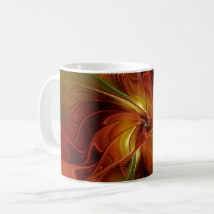 Abstract rood Oranje bruin fractaal kunstventilato Koffiemok