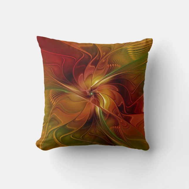 Abstract rood Oranje bruin fractaal kunstventilato Kussen (Voorkant)