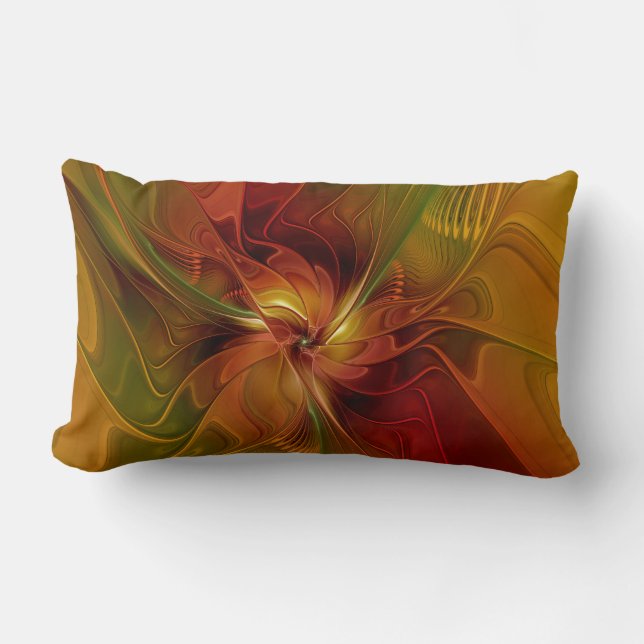 Abstract rood Oranje bruin fractaal kunstventilato Kussen (Voorkant)