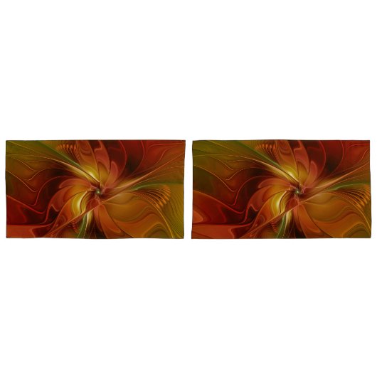 Abstract rood Oranje bruin fractaal kunstventilato Kussensloop (Voorkant-Set)