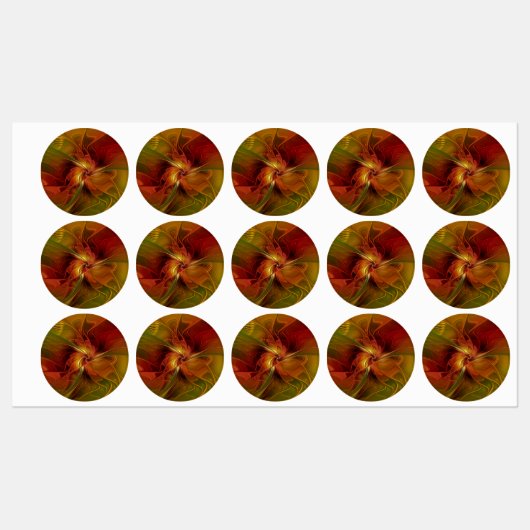 Abstract rood Oranje bruin fractaal kunstventilato Labels (Vel)