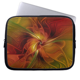 Abstract rood Oranje bruin fractaal kunstventilato Laptop Sleeve