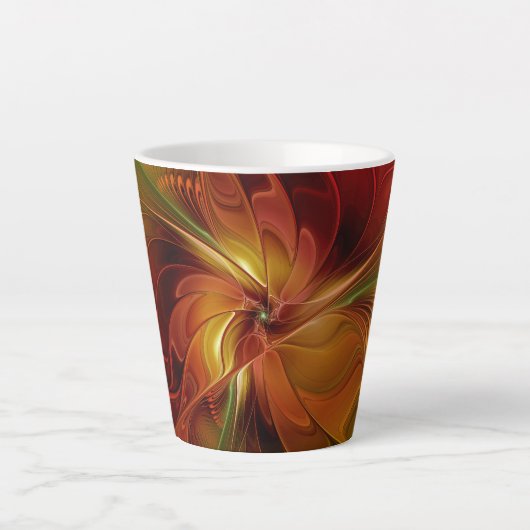 Abstract rood Oranje bruin fractaal kunstventilato Latte Mok (Voorkant)