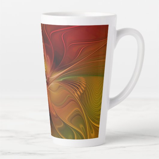 Abstract rood Oranje bruin fractaal kunstventilato Latte Mok (Rechts)