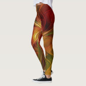 Abstract rood Oranje bruin fractaal kunstventilato Leggings (Links)