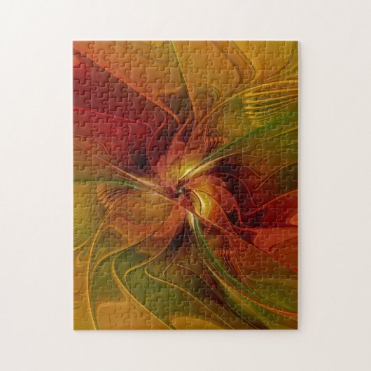 Abstract rood Oranje bruin fractaal kunstventilato Legpuzzel (Verticaal)