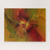 Abstract rood Oranje bruin fractaal kunstventilato Legpuzzel (Horizontaal)